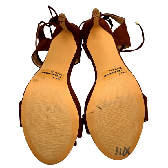 NWT NY&C 9 Leg Wrap Brown Women's Sandals High Heel Shoes New With Tags - Picture 7 of 8